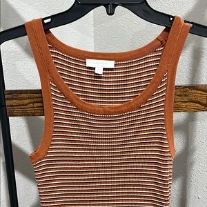 Rust Striped Sleeveless sweater dress